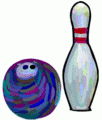 Bowling ball and pin left